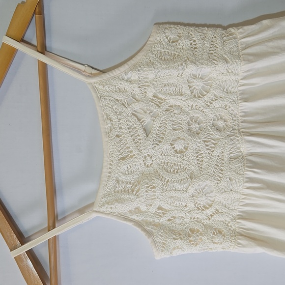 Old Navy Crochet Tank Dress Size L 10/12 Ivory Cottagecore Boho - Picture 2 of 7